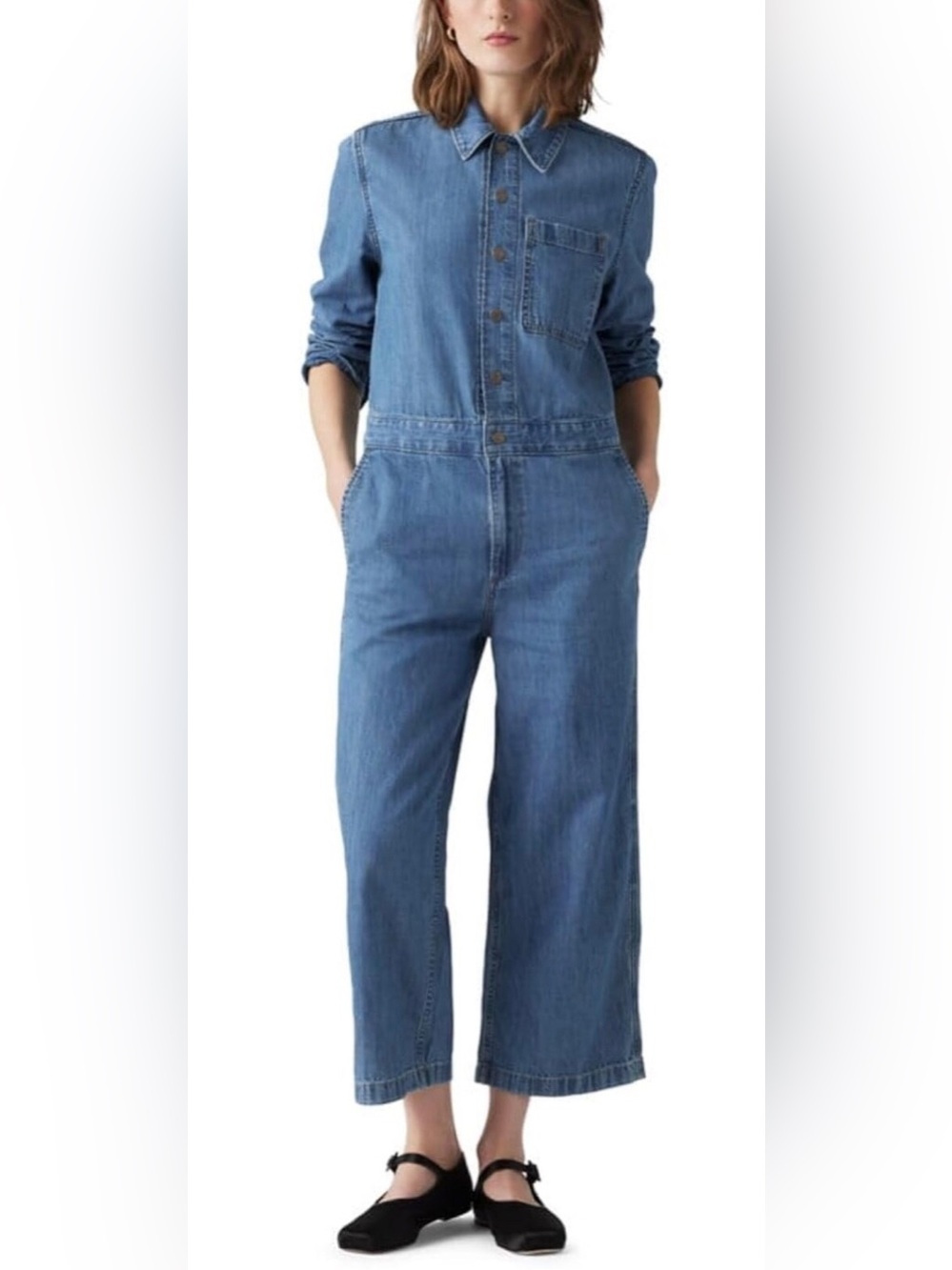 Levis Womens Denim Long Sleeve Heritage Jumpsuit Overalls size XL NWT NEW